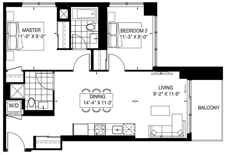 Lumina Condos by Almadev Lace Floorplan 2 bed & 2 bath