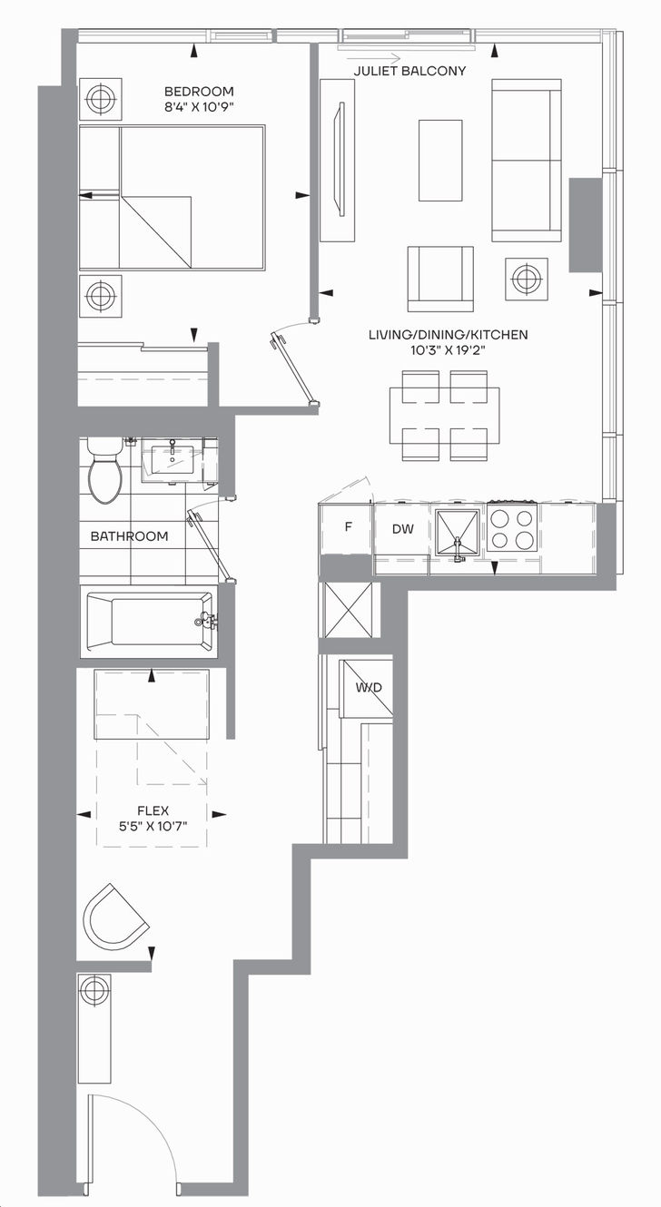 M City Condos 4 by Urban-Capital |P-1F-A Floorplan 1 bed & 1 bath