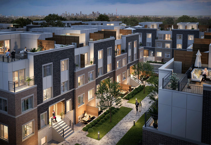 M2 Towns- Exterior View of Private Resident Rooftop Terraces