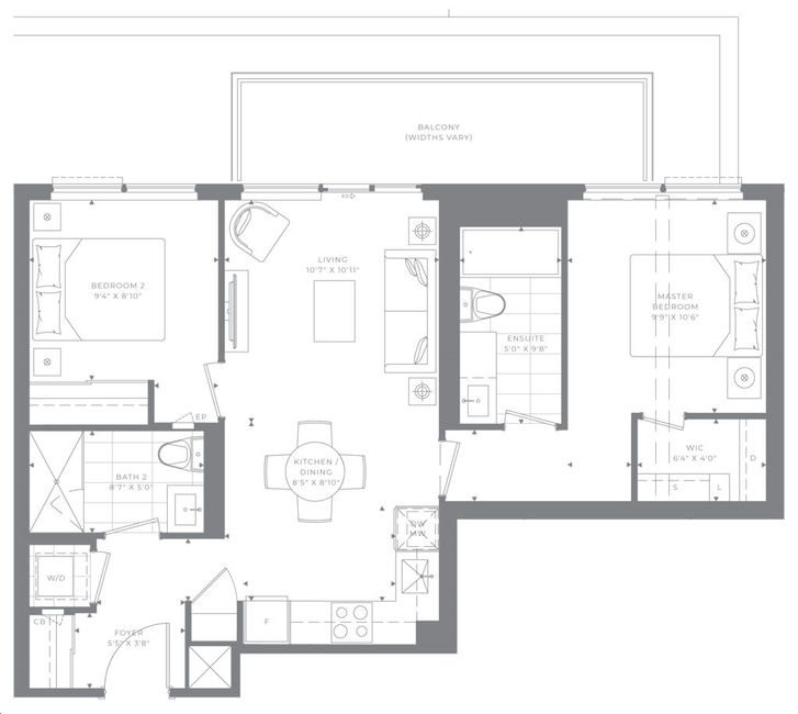 M2M Condos by Aoyuan-International |2B-Q Floorplan 2 bed & 2 bath