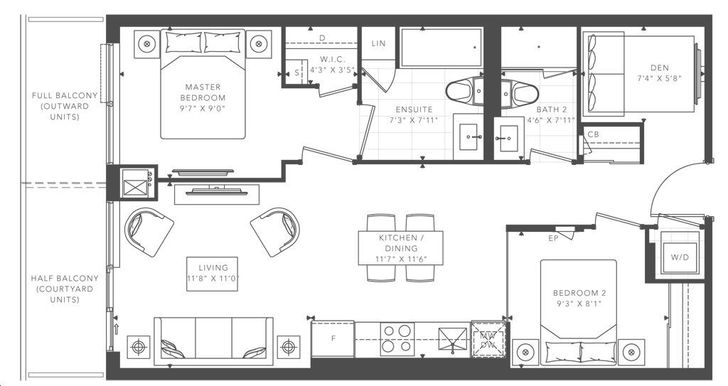 M2M Condos by Aoyuan-International |2BD-AI Floorplan 2 bed & 2 bath