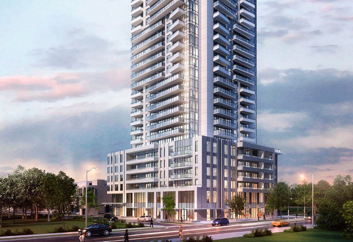 M5 Condos Exterior Street View of Tower