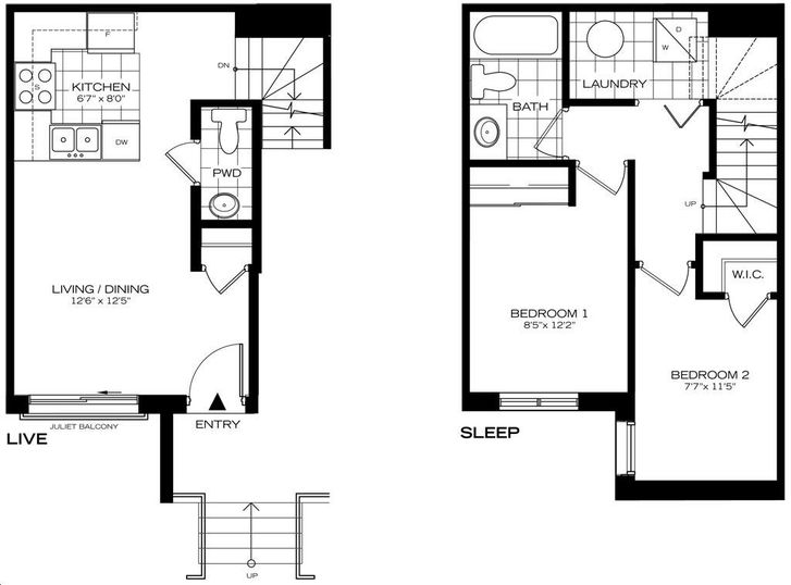 MIDTOWNS On The Subway Towns by Wycliffe |Model D Floorplan 2 bed & 1.5 ...