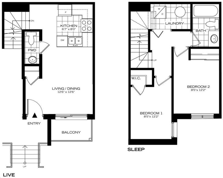 MIDTOWNS On The Subway Towns by Wycliffe |Model M Floorplan 2 bed & 1.5 ...