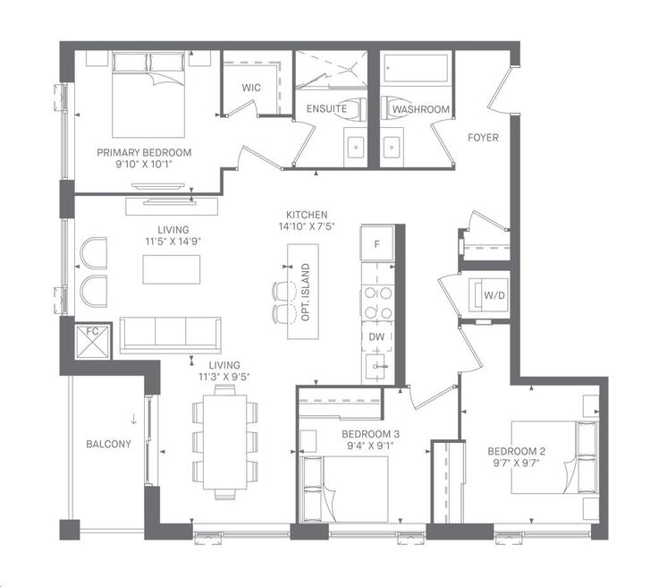 MV1 Condos by Great-Gulf |Unit 1096 Floorplan 3 bed & 2 bath