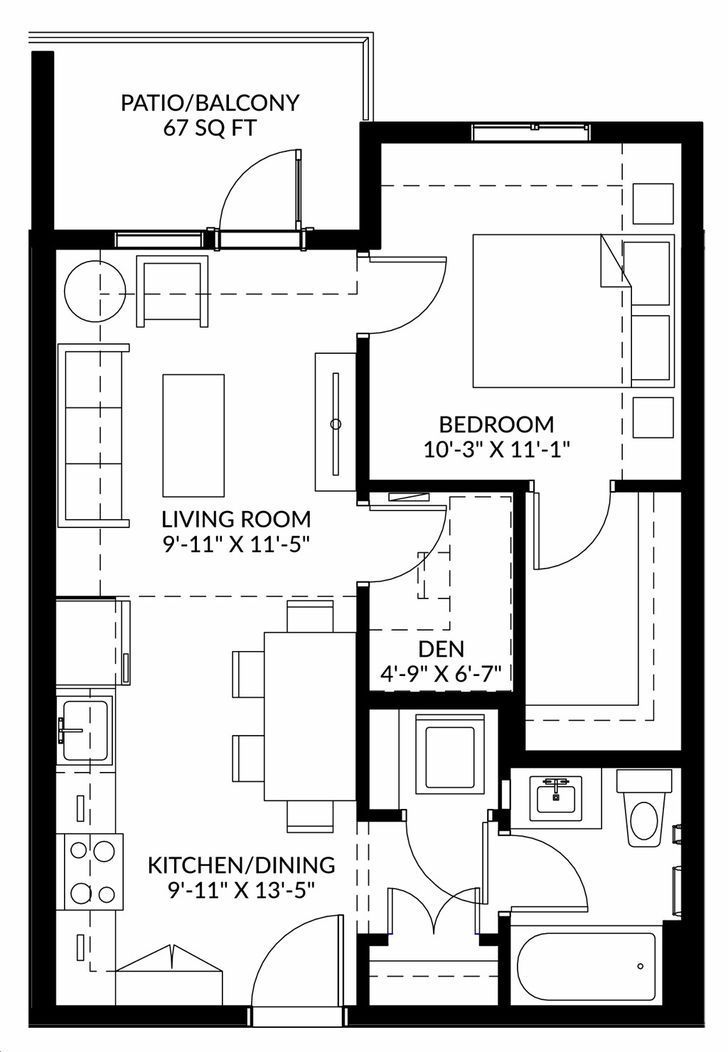 Maverick at Livingston Condos by Homes-By-Avi |A4 Floorplan 1 bed & 1 bath