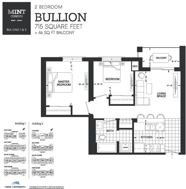 Mint Condos by NewHorizon Bullion Floorplan 2 bed & 1 bath