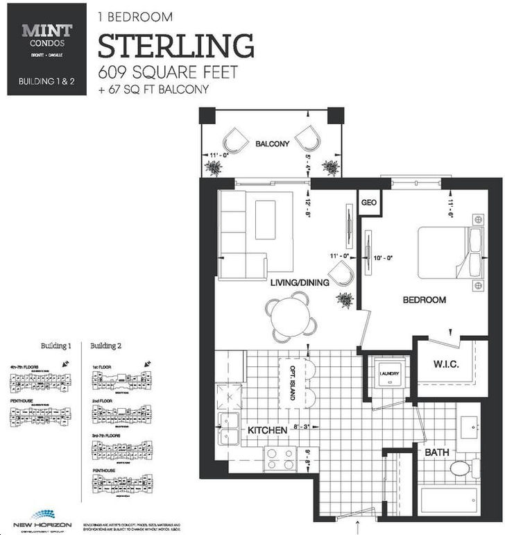 Mint Condos by NewHorizon Sterling Floorplan 1 bed & 1 bath