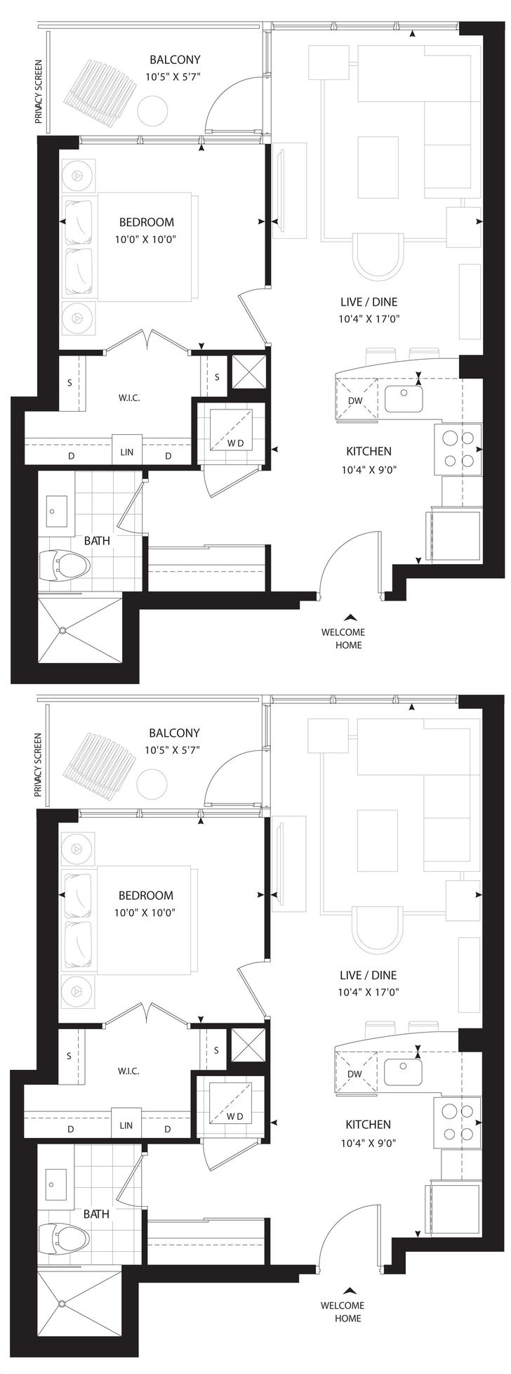 Minto 30 Roe by Minto Bayview Floorplan 1 bed & 1 bath