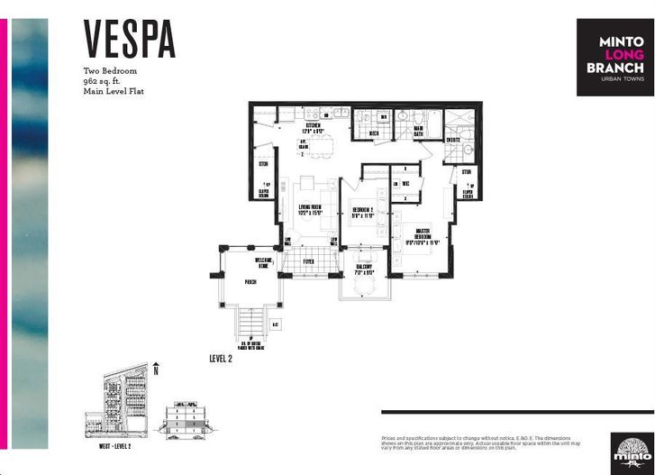 Minto Longbranch by Minto Vespa Floorplan 2 bed & bath