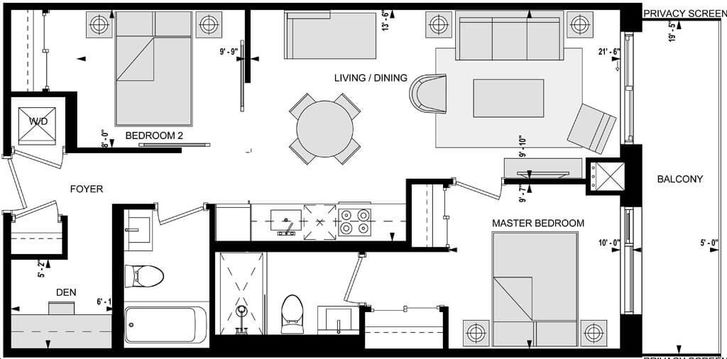 Mirabella Condos by Diamante EMS Floorplan 2 bed & 2 bath