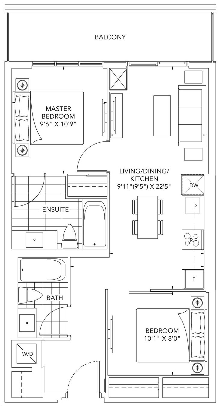 Mobilio Condos by Menkes |Suite 2F Floorplan 2 bed & 2 bath