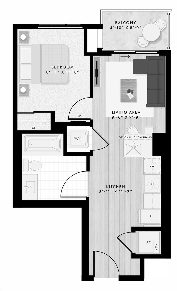 Moda Condos by Urban-Legend-Developments |Lou Floorplan 1 bed & 1 bath