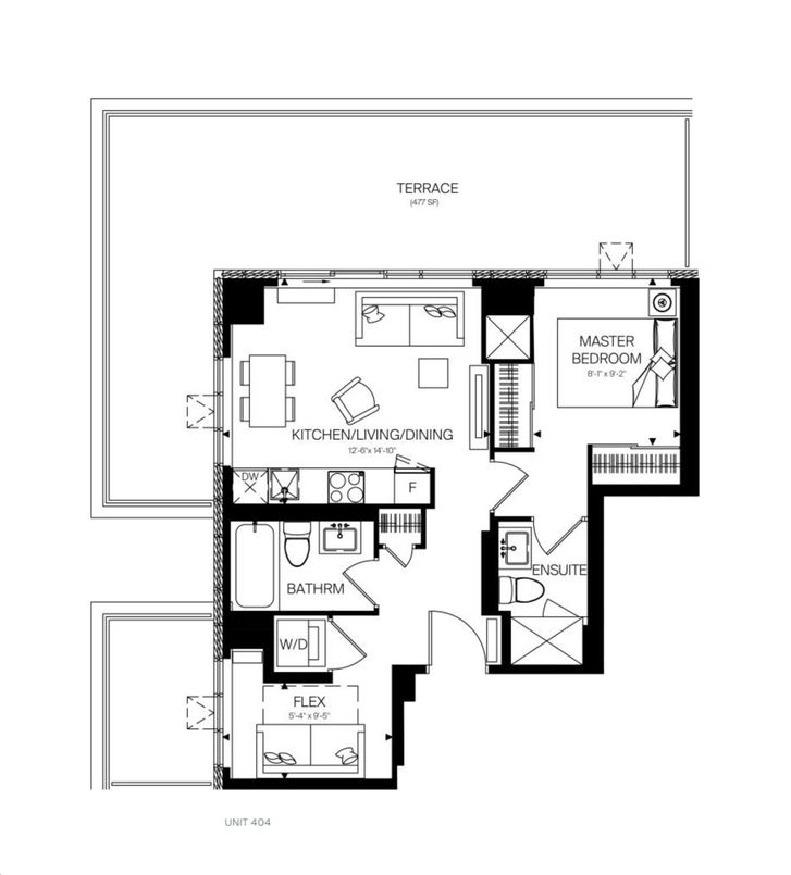 MontVert South Condos by Primont |MVS 600 Floorplan 1 bed & 2 bath