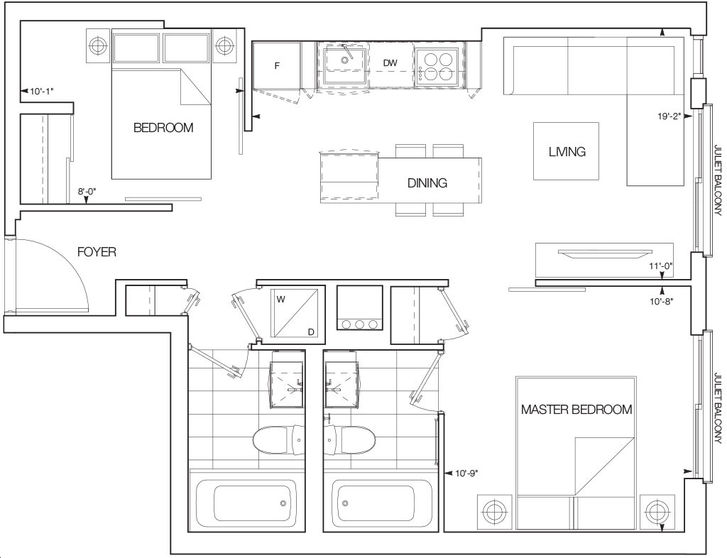 Nautique Lakefront Residences by ADI |Isle Floorplan 2 bed & 2 bath