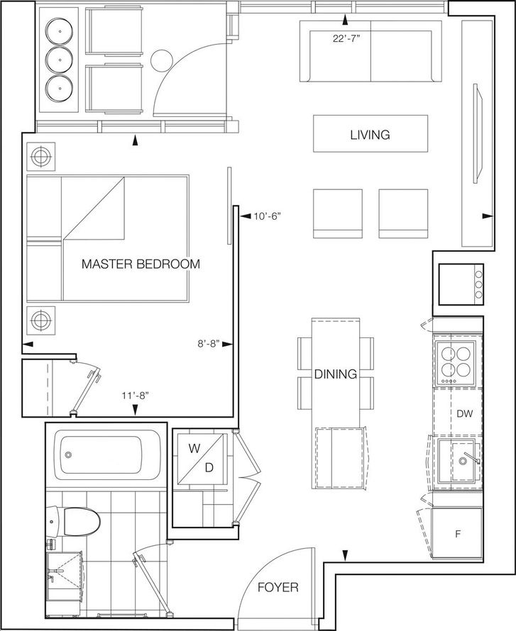 Nautique Lakefront Residences by ADI |Nemo Floorplan 1 bed & 1 bath