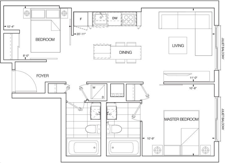 Nautique Lakefront Residences by ADI |Wave Floorplan 2 bed & 2 bath