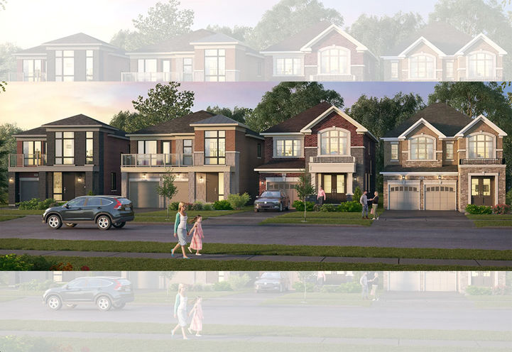 New Seaton Homes Streetscape View of Detached Homes