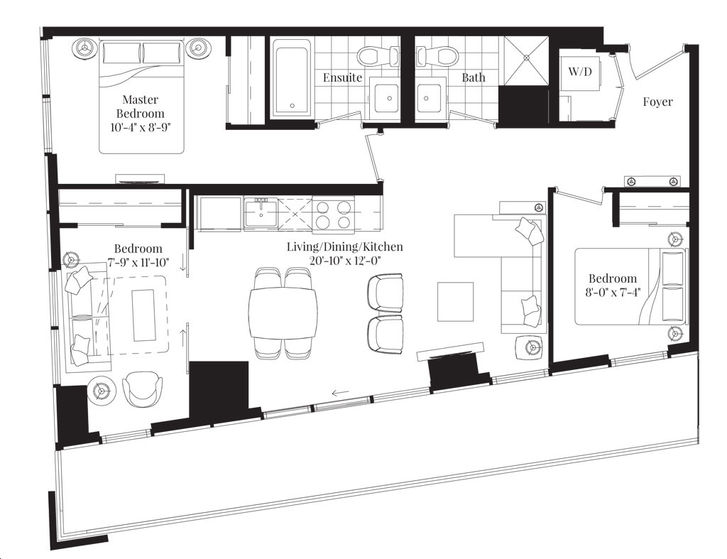 No 31 Condos by Lanterra Manhattan Floorplan 3 bed & 2 bath