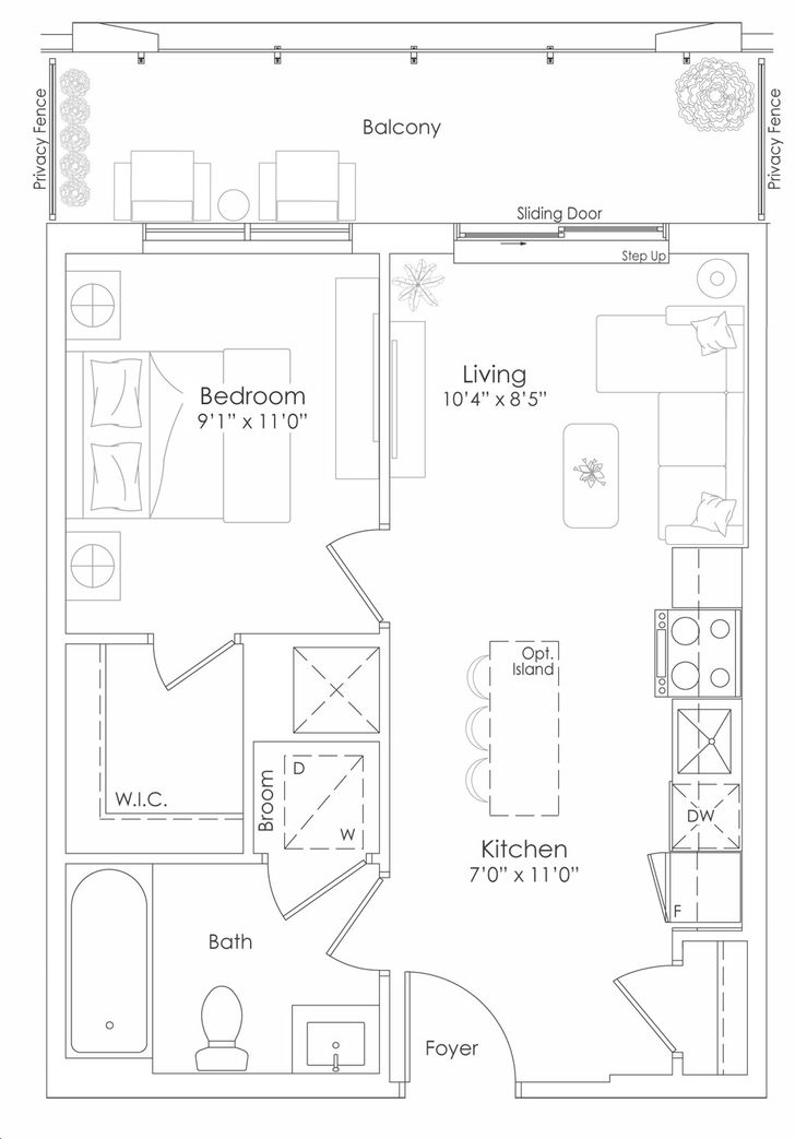 Northshore Condos by National-Homes |511 Floorplan 1 bed & 1 bath