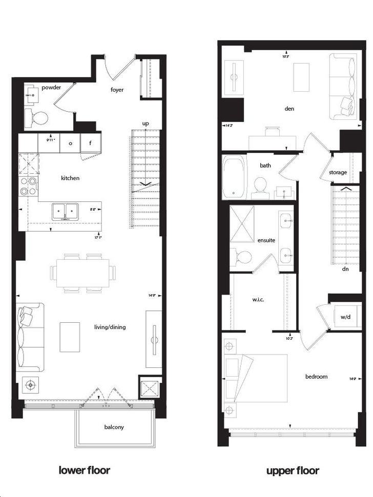 O2 Maisonettes on George by Identity |Maisonette 2 Floorplan 1 bed & 3 bath