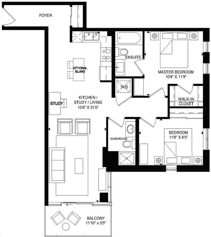 ONE28 Waterloo Condos by CTN-Developments |Spring Floorplan 2 bed & 2 bath