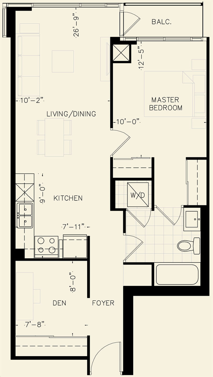 Oak and Co Condos 2 by Cortel |Elderberry Floorplan 1 bed & 1 bath