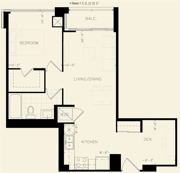 Oak and Co Condos 2 by Cortel |Spruce Floorplan 1 bed & 1 bath