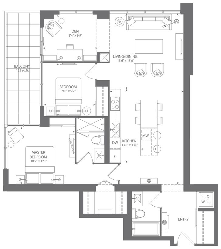 Ocean Club Waterfront Condos by Graywood |laguna 1095 Floorplan 2 bed ...