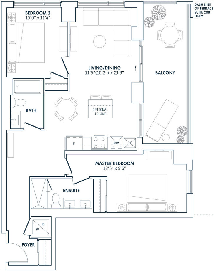 Odyssey Condos by Rosehaven |Marina Floorplan 2 bed & 2 bath