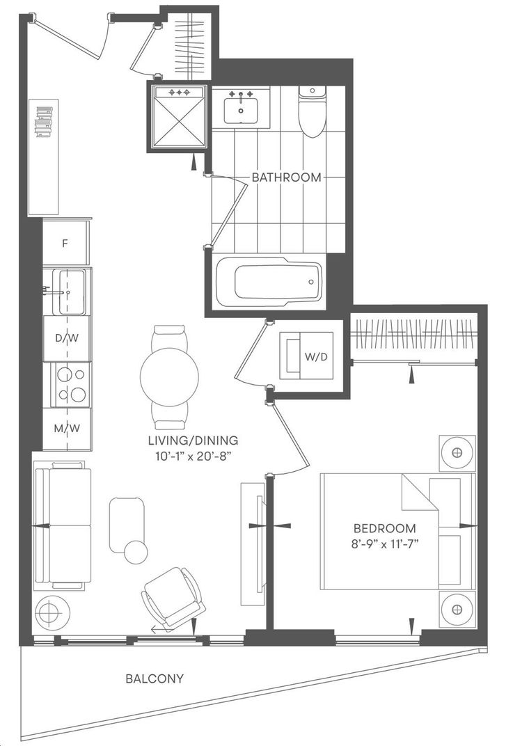 Olive Residences by Capital-Developments |Laurel Floorplan 1 bed & 1 bath