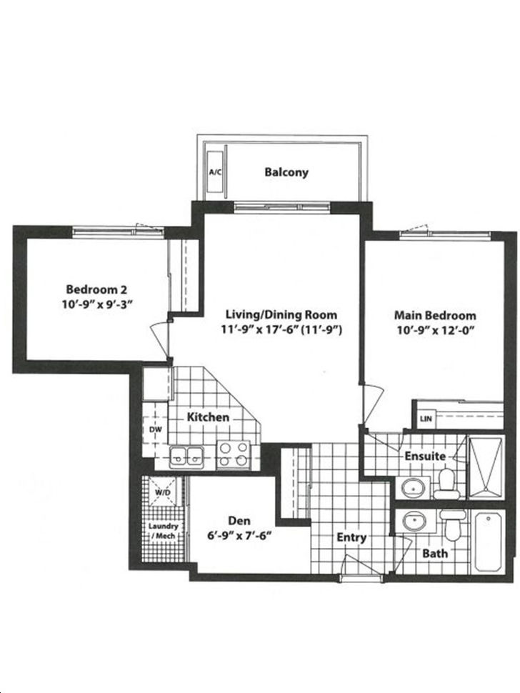 Olivia Marie Gardens by Daniels 2B+D Floorplan 2 bed & 2 bath