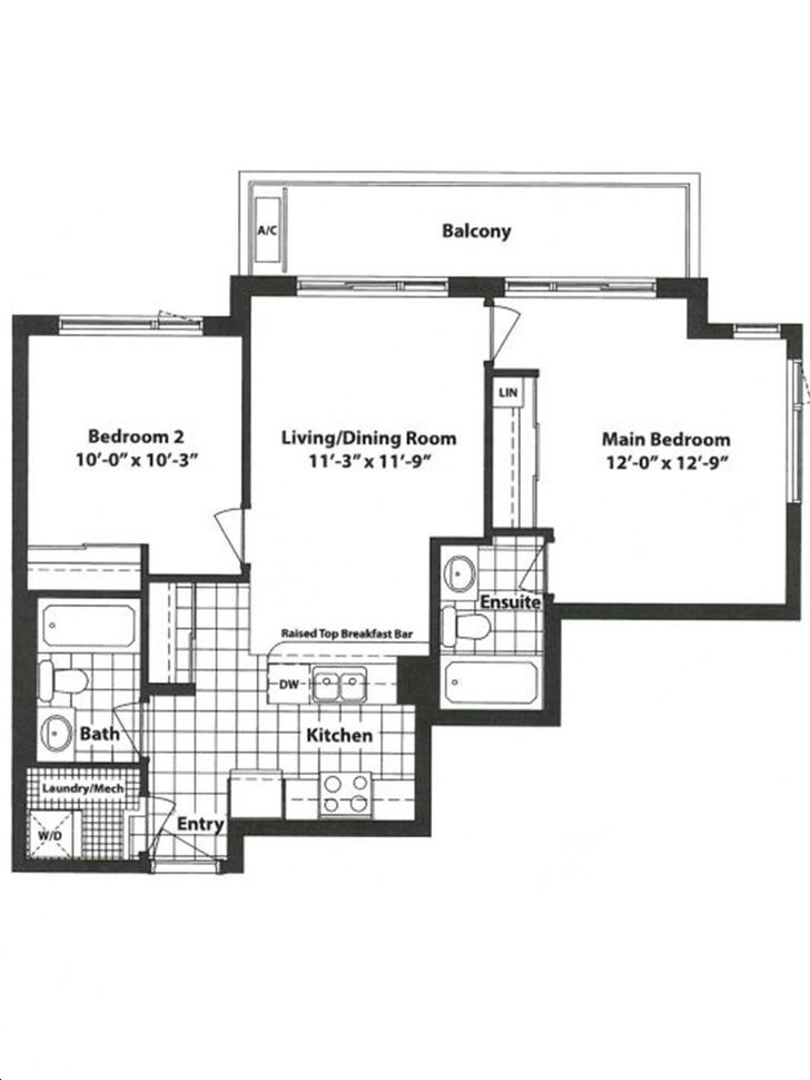 Olivia Marie Gardens by Daniels 2C Floorplan 2 bed & 2 bath