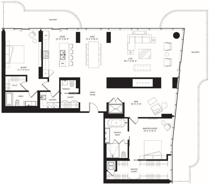 One Bloor Condo by Great-Gulf |North East Penthouse Floorplan 2 bed & 2 ...