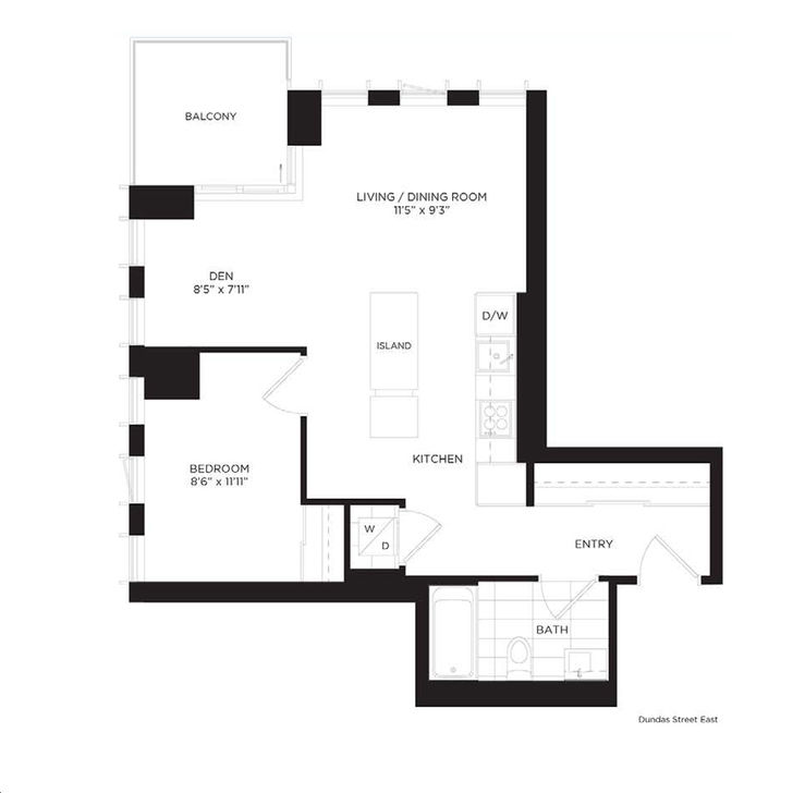 One Park Place South Tower by Daniels |Lilac Floorplan 1 bed & 1 bath