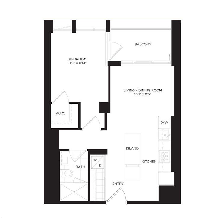 One Park Place South Tower by Daniels |Peony Floorplan 1 bed & 1 bath