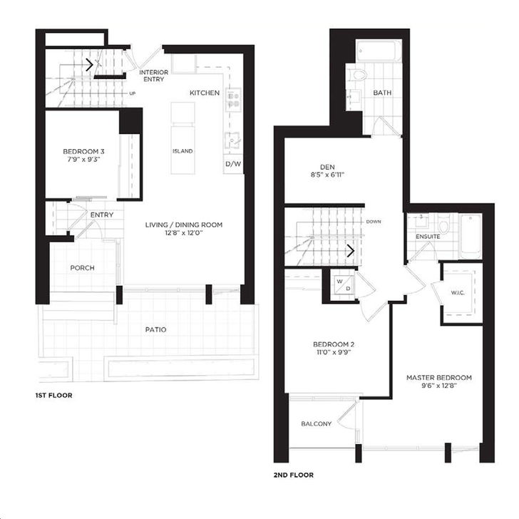 One Park Place South Tower by Daniels |Poplar Floorplan 3 bed & 2 bath