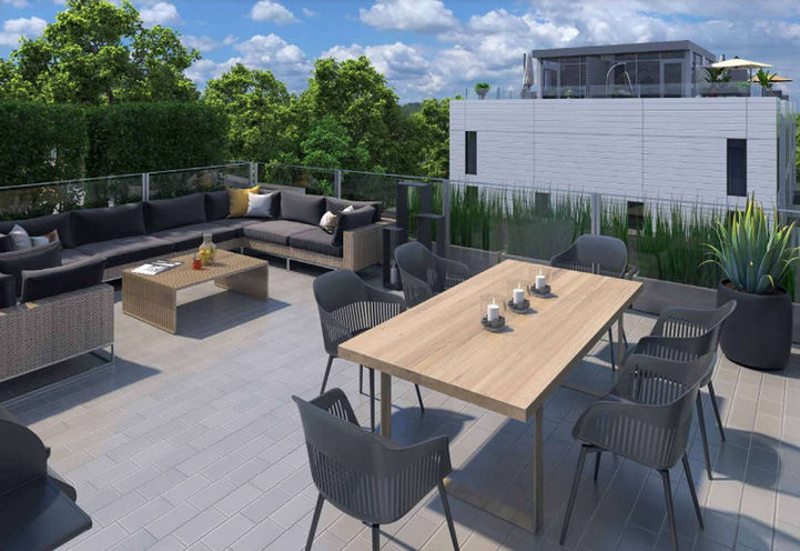 One Place Gardens Private Rooftop Terrace with Seating and Dining Area