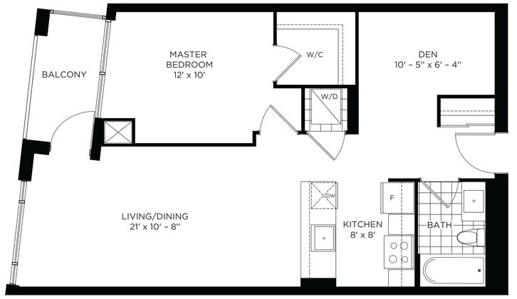 PSV 2 Condos Posh Style Vibe by Amacon |MEWS Floorplan 1 bed & 1 bath