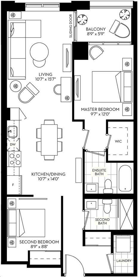 Pace on Main Condos by Geranium |The Imperial Floorplan 2 bed & 2 bath