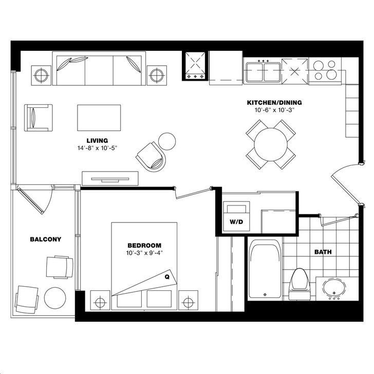 Palazzo at Treviso III by Lanterra |Abruzzo Floorplan 1 bed & 1 bath