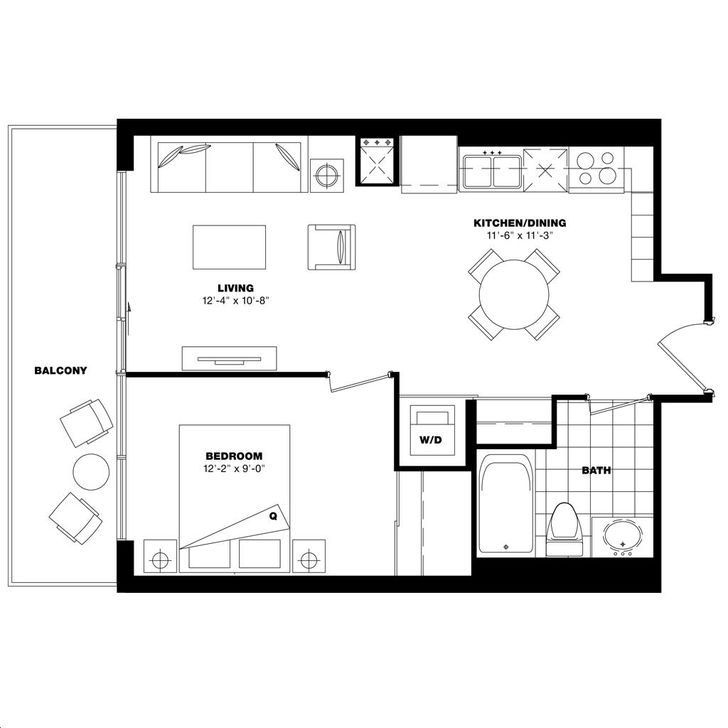 Palazzo at Treviso III by Lanterra |Tradini Floorplan 1 bed & 1 bath