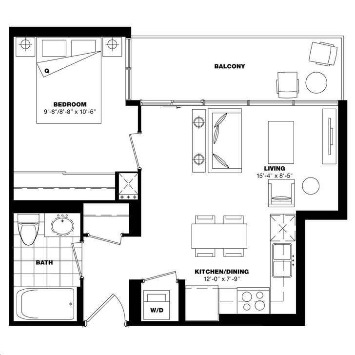 Palazzo at Treviso III by Lanterra |Trieste Floorplan 1 bed & 1 bath