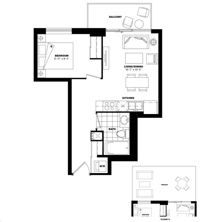 Palazzo at Treviso III by Lanterra |Umbria Floorplan 1 bed & 1 bath