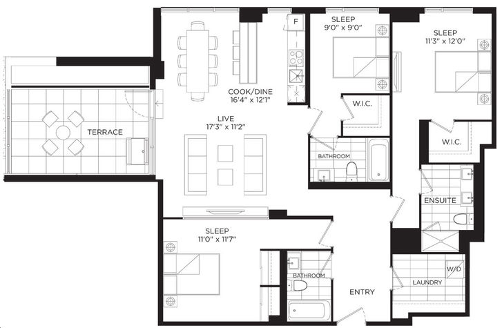 Panda Condos by Lifetime |P1341 Floorplan 3 bed & 3 bath