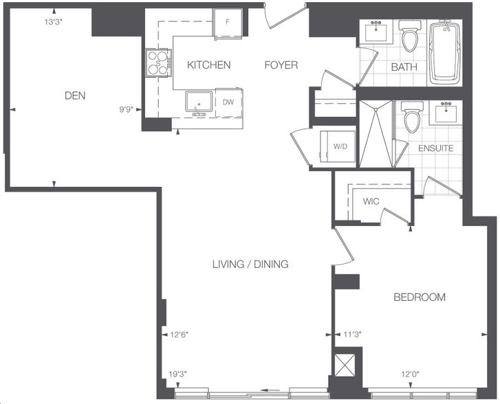 Paradigm Condos East by Molinaro |Exemplar Floorplan 1 bed & 1 bath