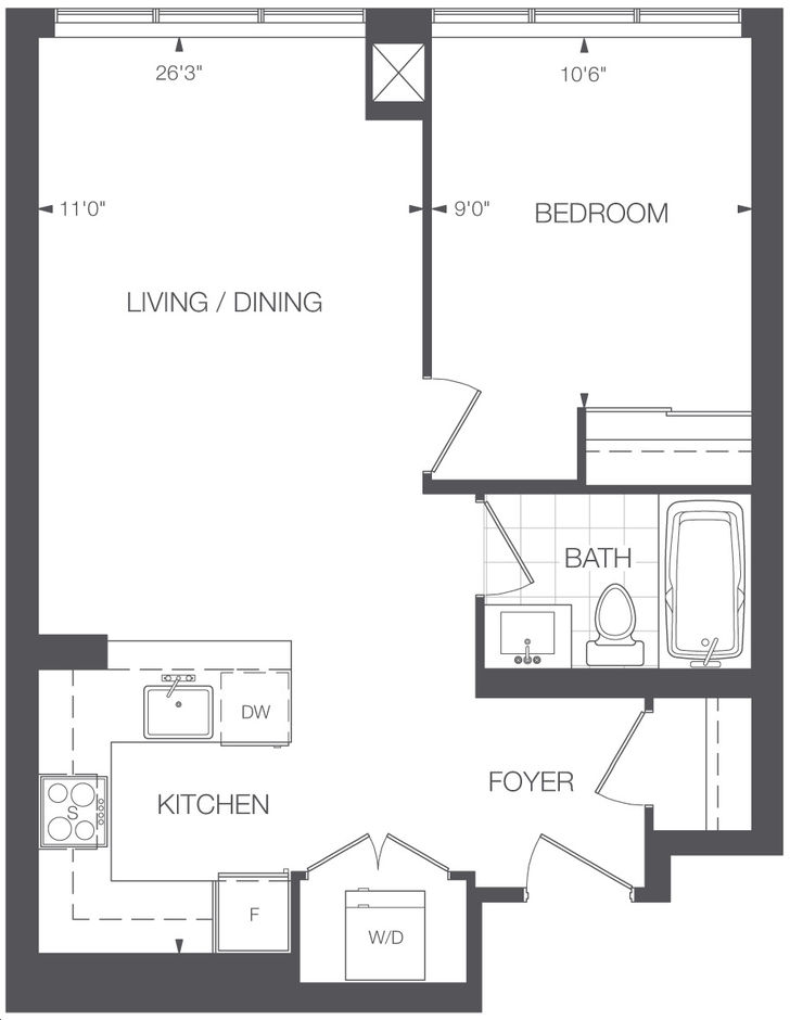 Paradigm Condos East by Molinaro |Optimum Floorplan 1 bed &amp; 1 bath