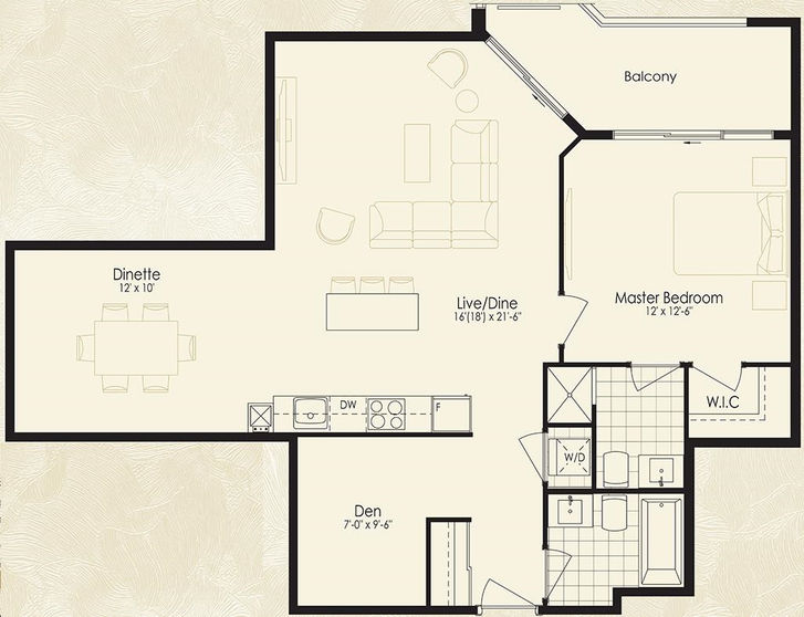 Park Avenue Place 2 Condos by Solmar |The James Floorplan 1 bed & 2 bath