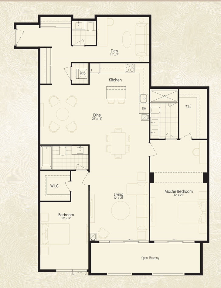 Park Avenue Place Condos by Solmar |The Eventi Floorplan 2 bed & 2.5 bath