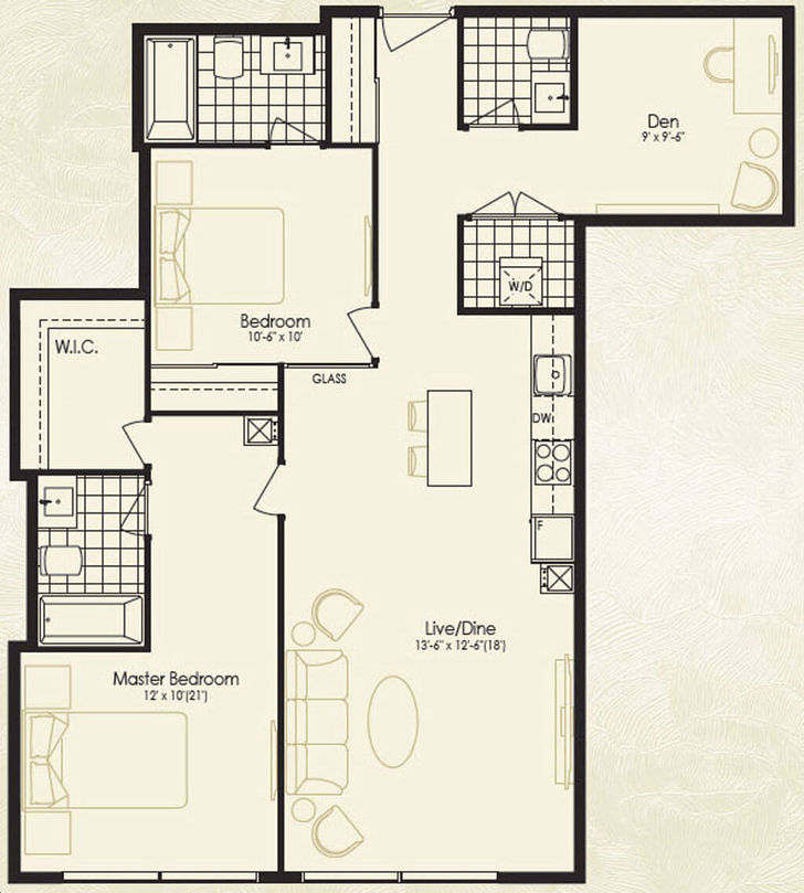 Park Avenue Place Condos by Solmar |The Hampton Floorplan 2 bed & 2.5 bath